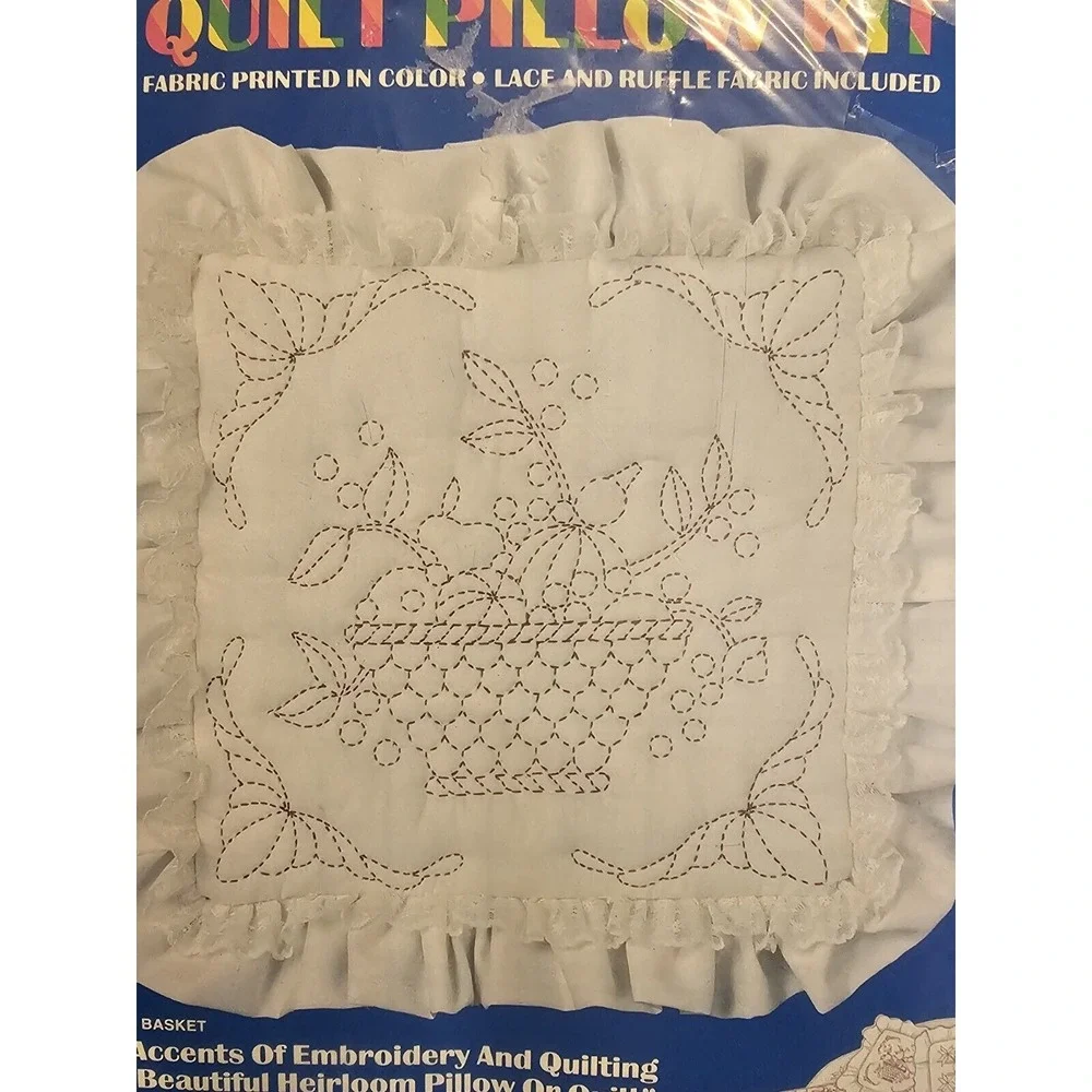 TWO Quilt Pillow Kit with Lace & Ruffle #8770G - 15